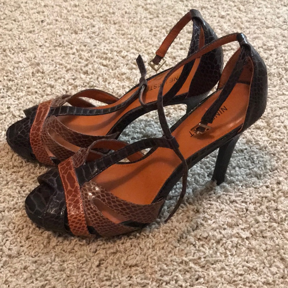 Nine West stiletto sandal brown and orange - Picture 4 of 4